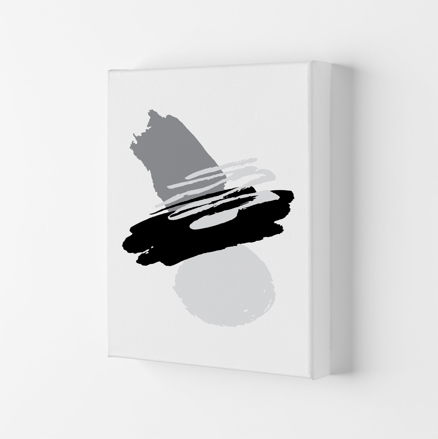 Black And Grey Abstract Paint Shapes Modern Print Canvas