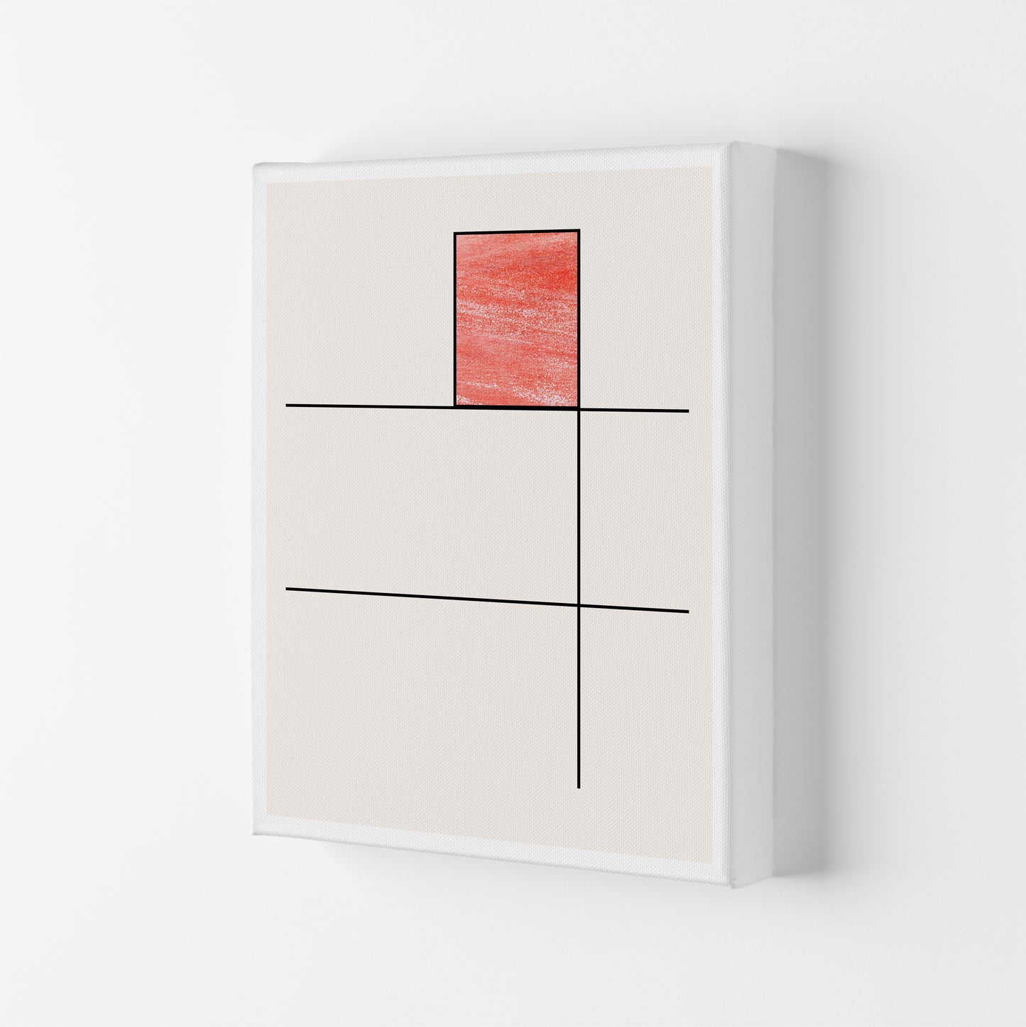 Abstract Red Crayon Geo 2 Modern Print Canvas