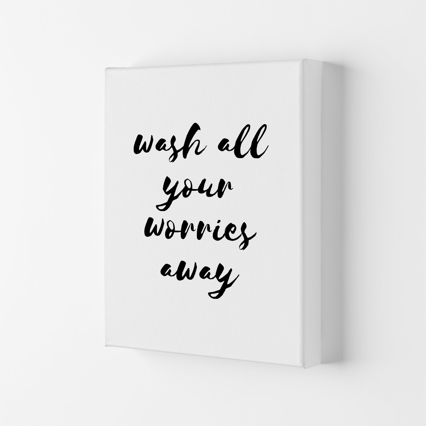 Wash All Your Worries Away, Bathroom Modern Print, Framed Bathroom Wall Art Canvas