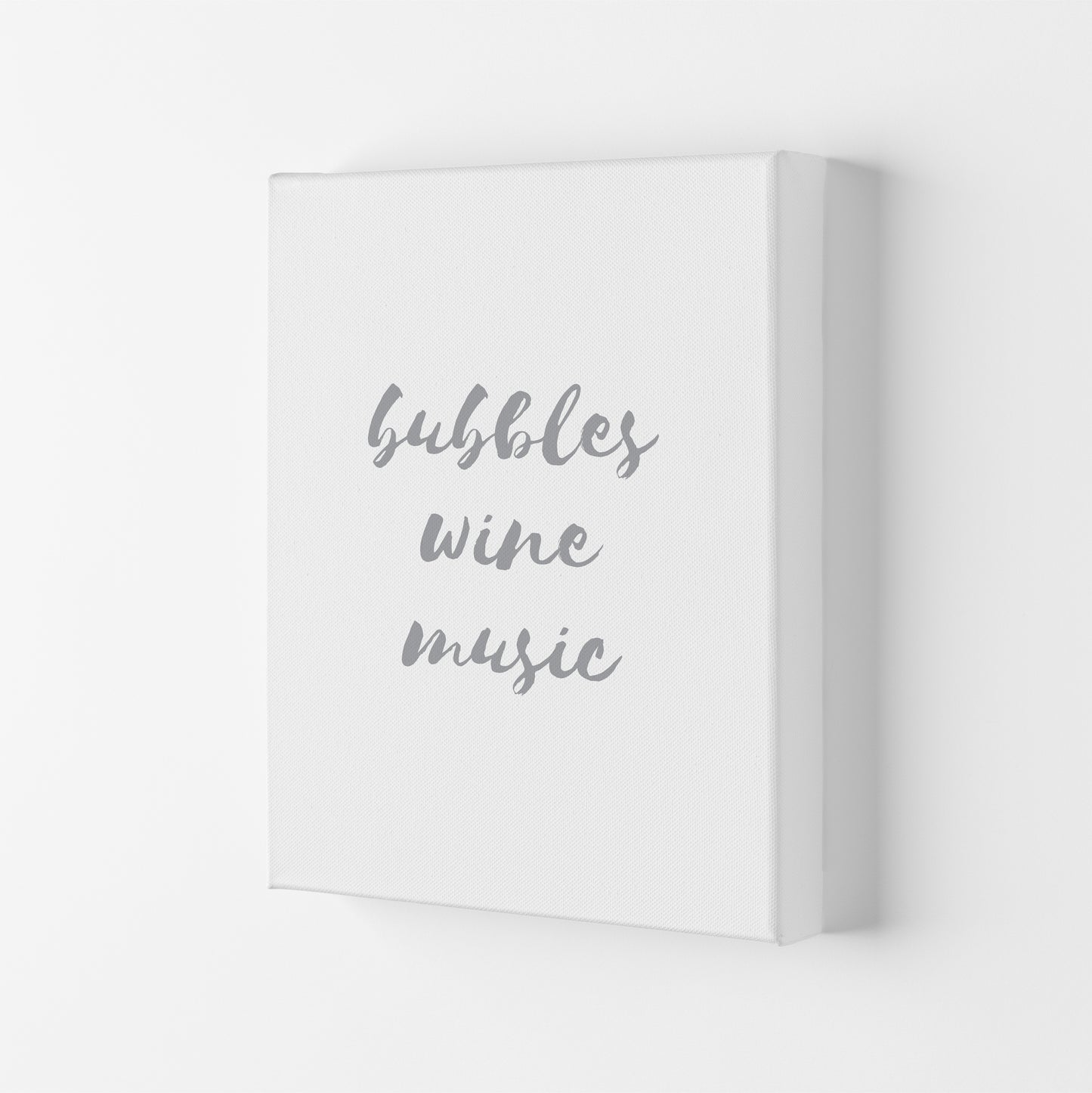 Bubbles Wine Music Grey, Bathroom Framed Typography Wall Art Print Canvas