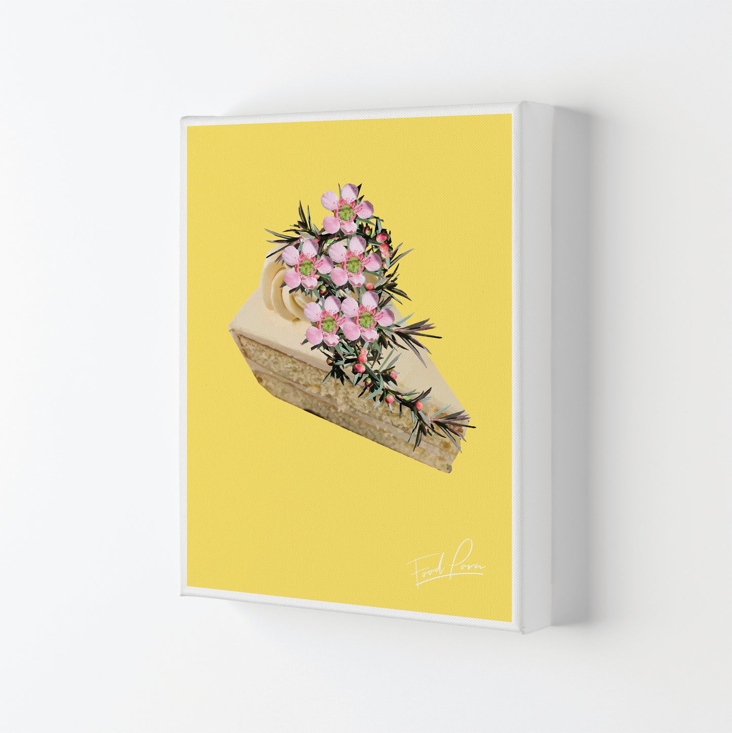 Yellow Cake Food Print, Framed Kitchen Wall Art Canvas