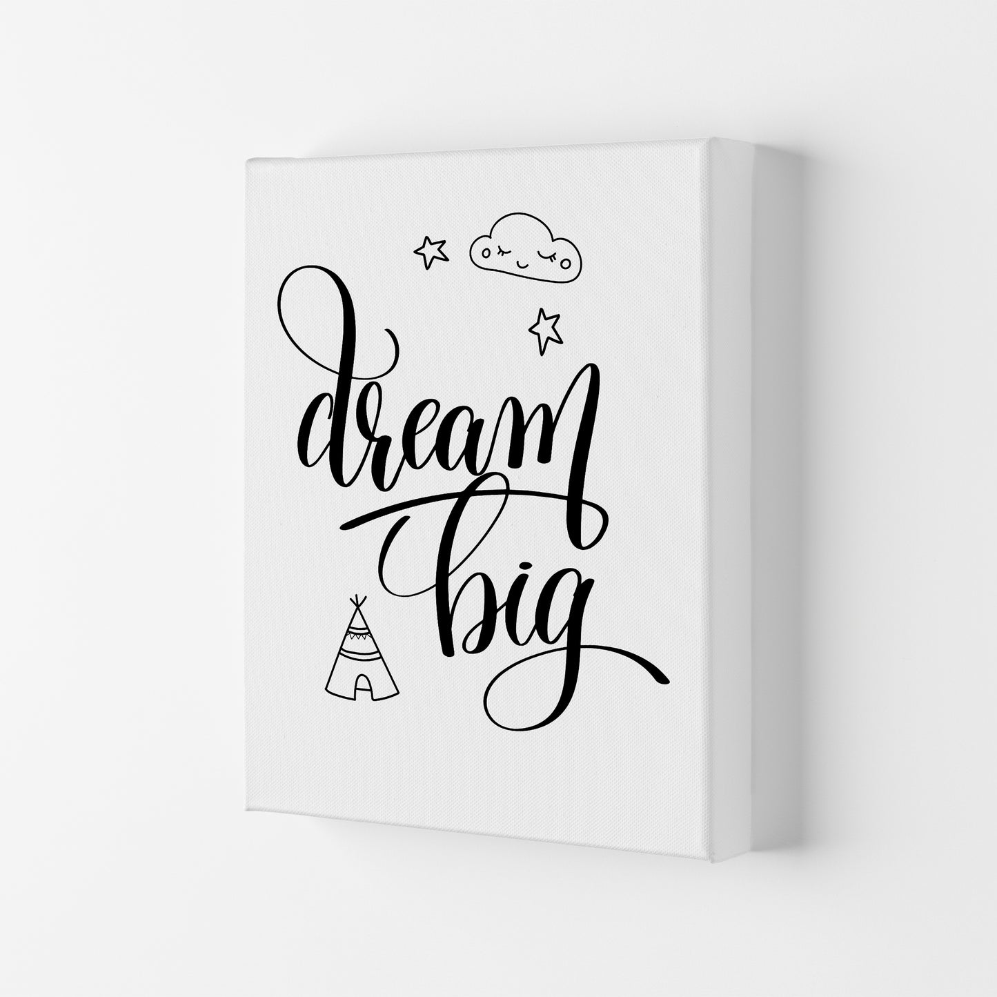 Dream Big Black Framed Nursey Wall Art Print Canvas