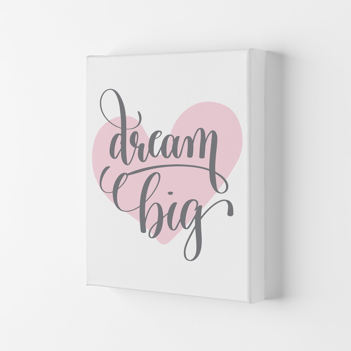Dream Big Pink Heart Framed Nursey Wall Art Print Canvas