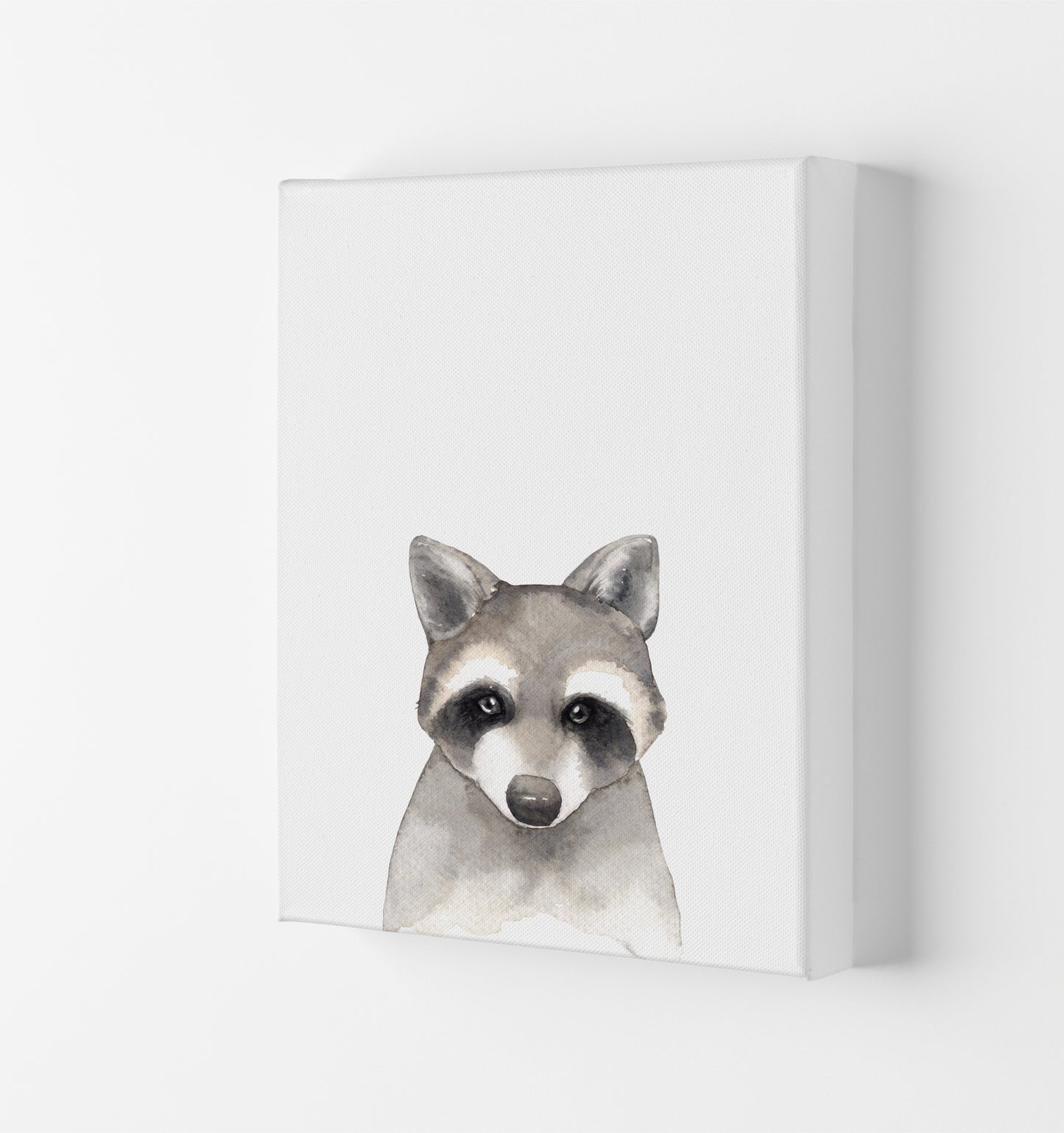 Forest Friends, Cute Raccoon Modern Print Animal Art Print Canvas