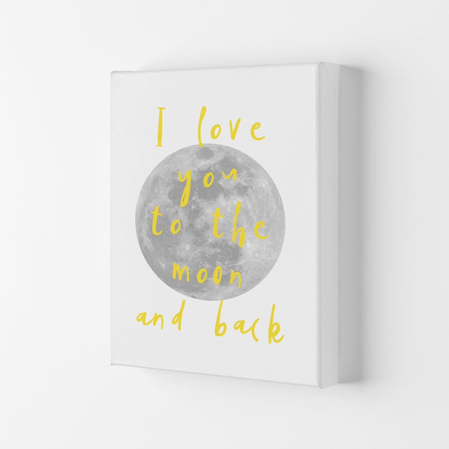 I Love You To The Moon And Back Yellow Framed Typography Wall Art Print Canvas