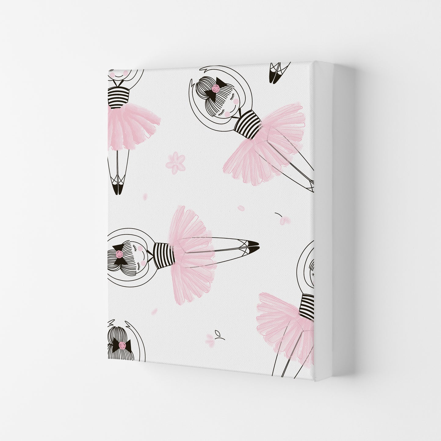 Ballerina Repeat Pattern Framed Nursey Wall Art Print Canvas