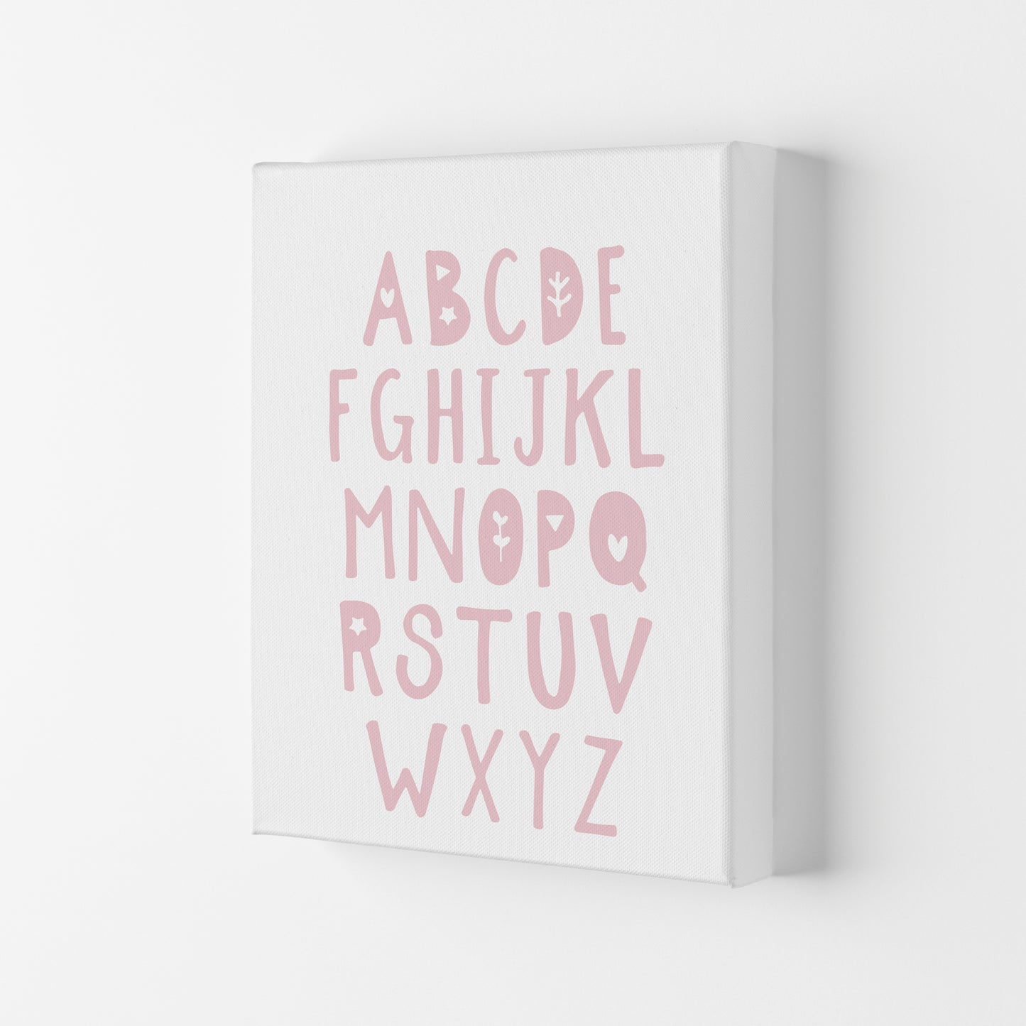 Baby Pink Alphabet Framed Nursey Wall Art Print Canvas