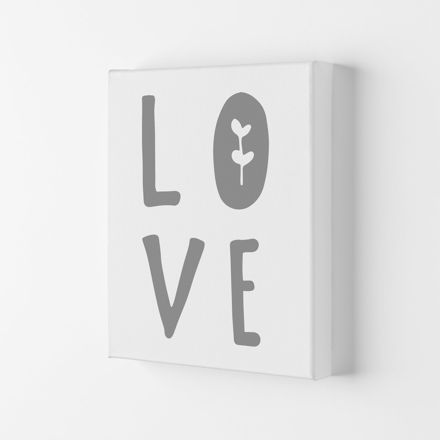 Love Grey Framed Typography Wall Art Print Canvas