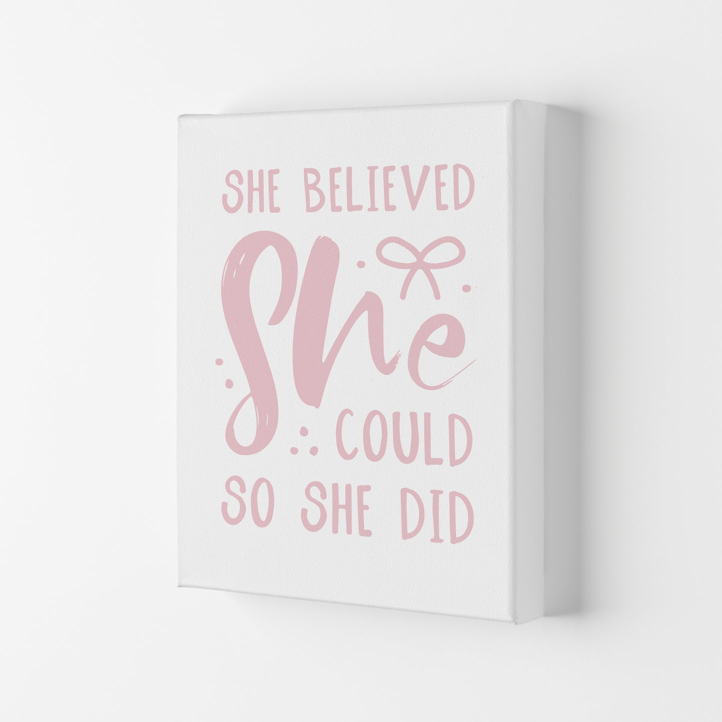 She Believed She Could So She Did Baby Pink Modern Print Canvas