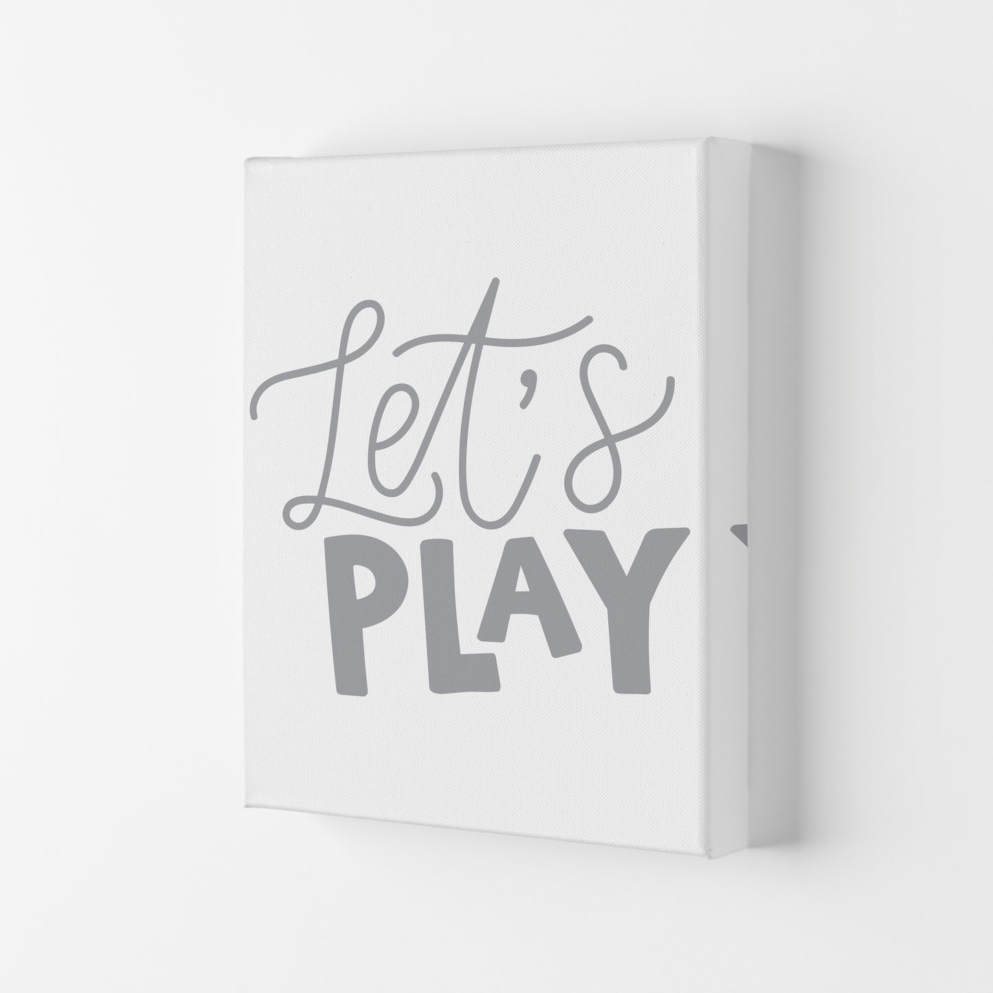 Let's Play Grey Framed Typography Wall Art Print Canvas