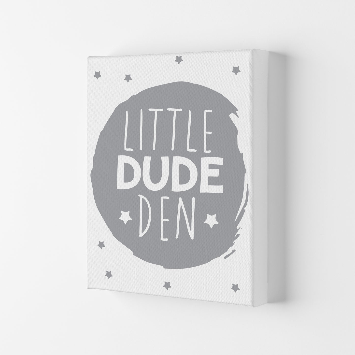 Little Dude Den Grey Circle Framed Nursey Wall Art Print Canvas