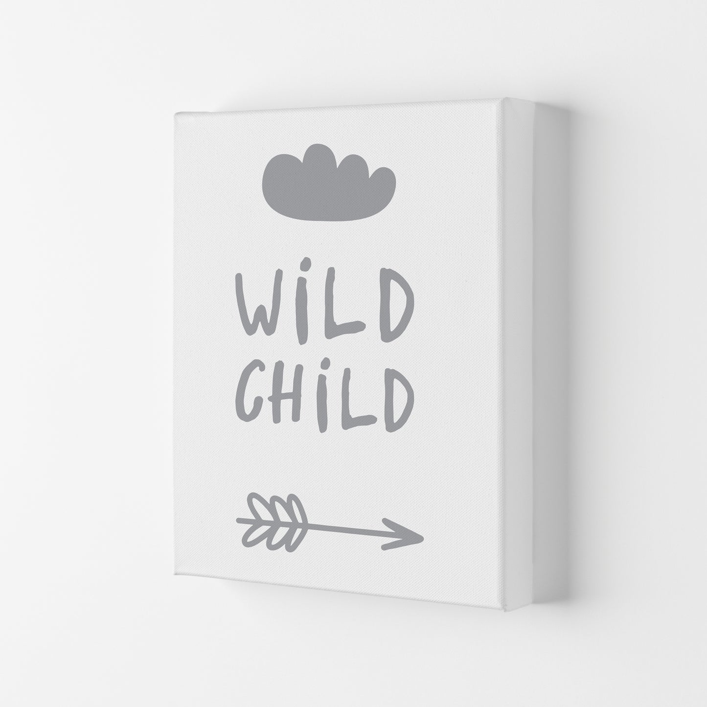 Wild Child Grey Framed Nursey Wall Art Print Canvas