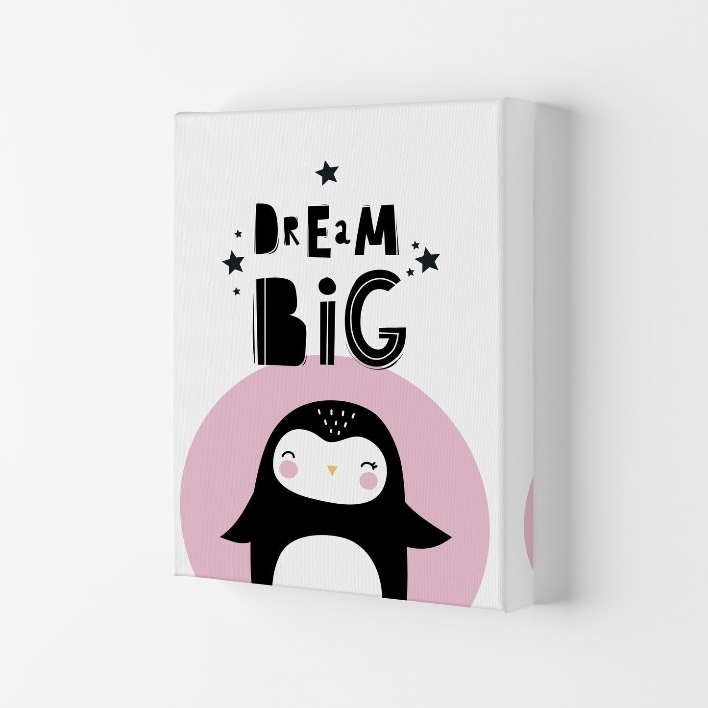 Dream Big Penguin Framed Nursey Wall Art Print Canvas