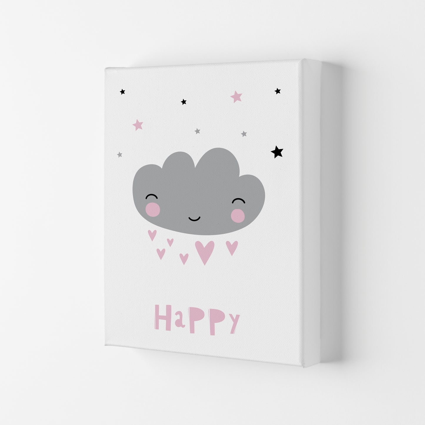 Happy Cloud Framed Nursey Wall Art Print Canvas