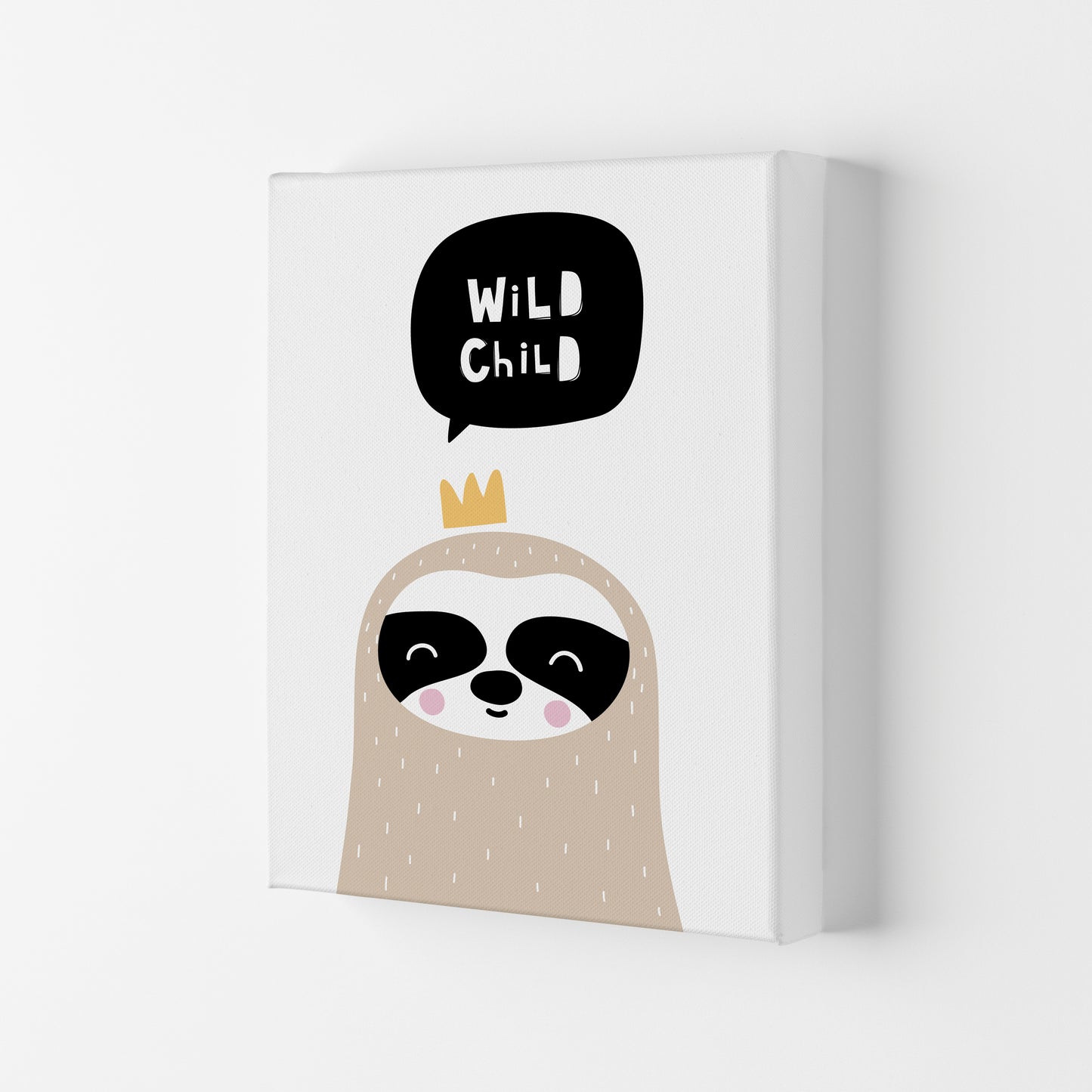Wild Child Sloth Framed Nursey Wall Art Print Canvas
