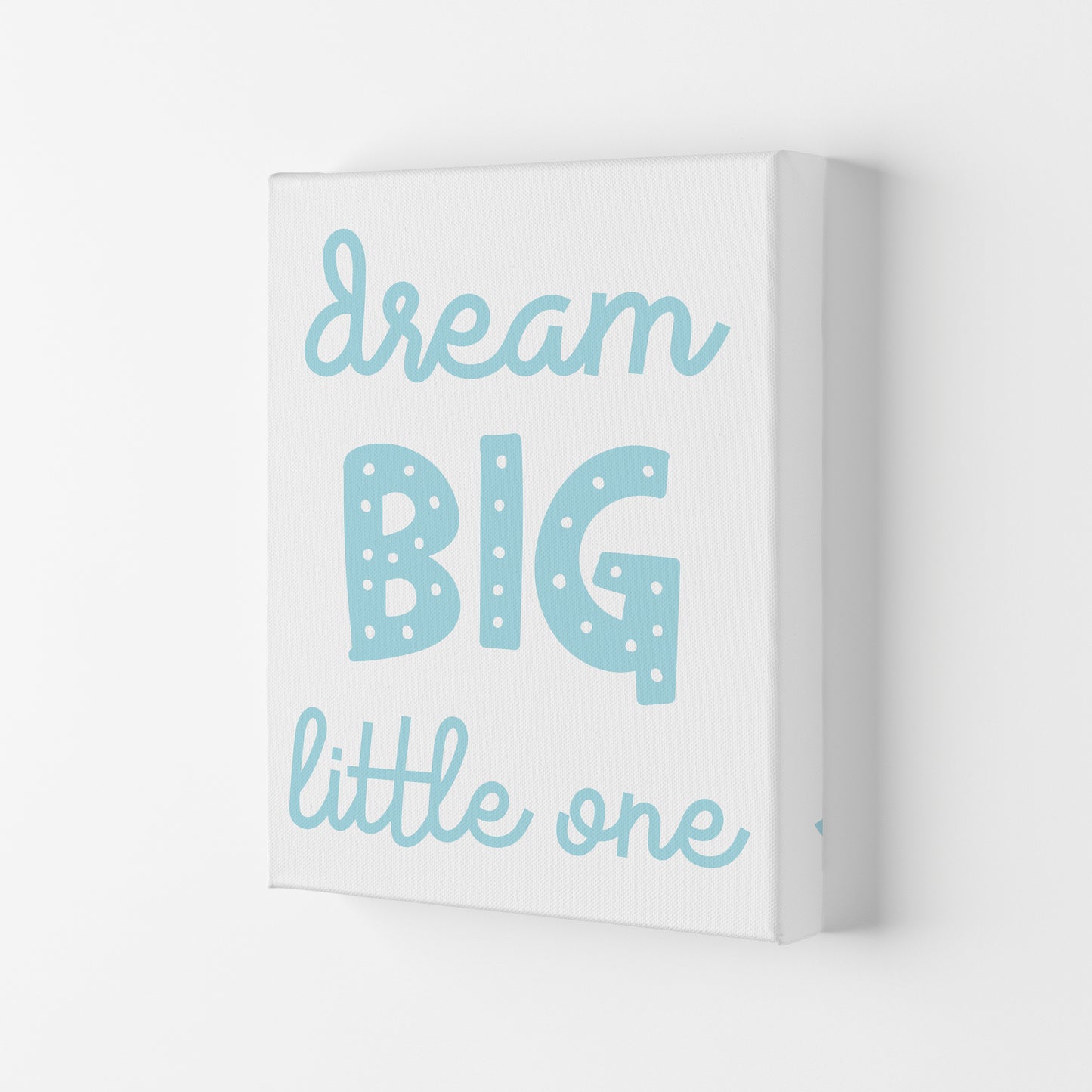 Dream Big Little One Blue Framed Nursey Wall Art Print Canvas