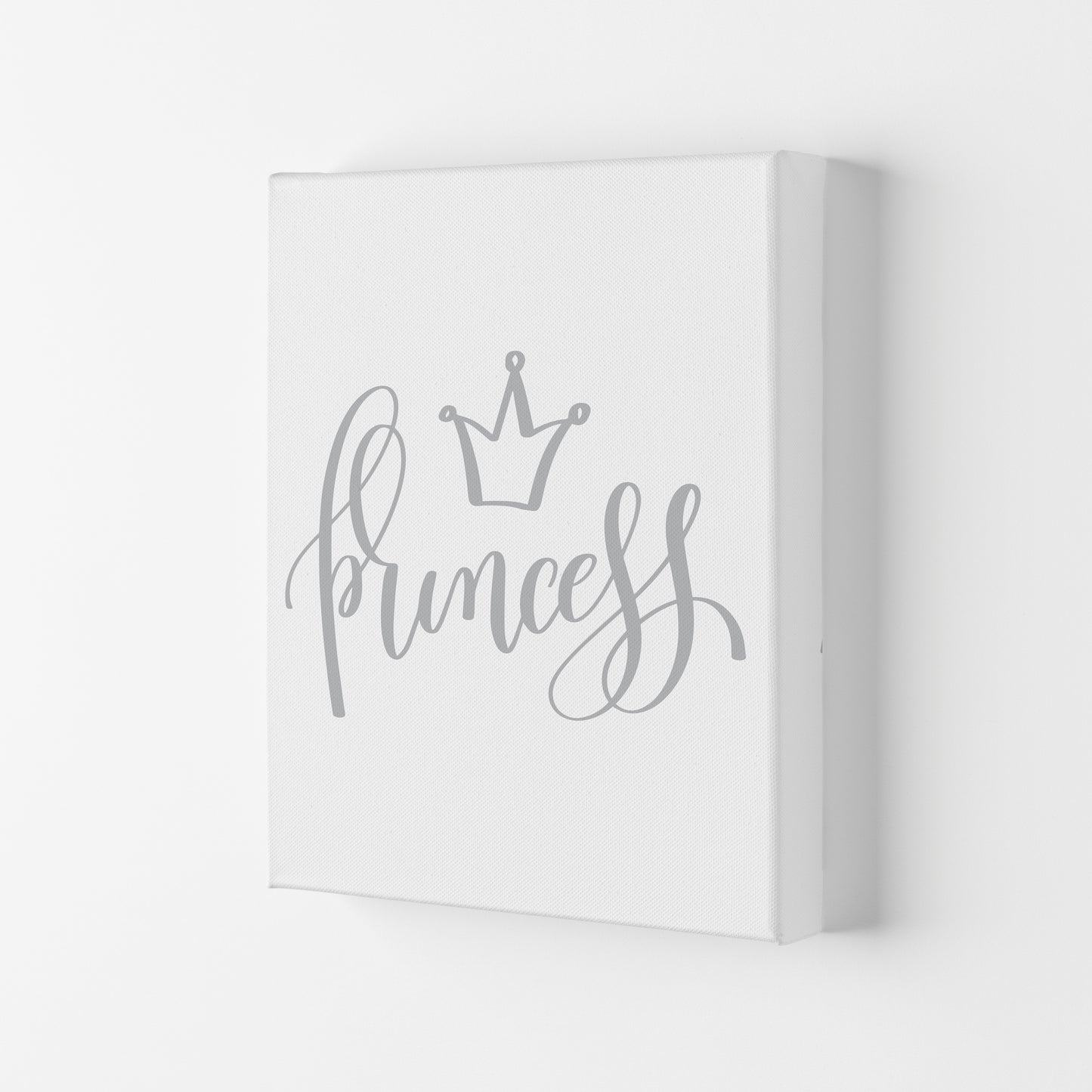 Princess Grey Framed Nursey Wall Art Print Canvas