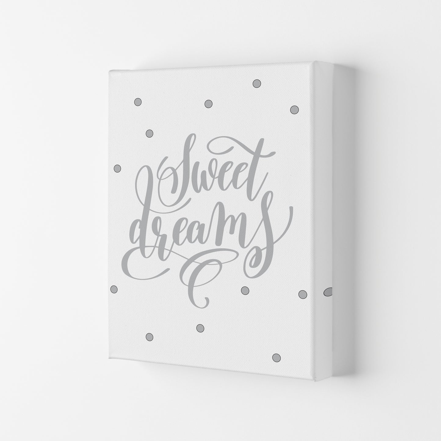 Sweet Dreams Grey Framed Nursey Wall Art Print Canvas