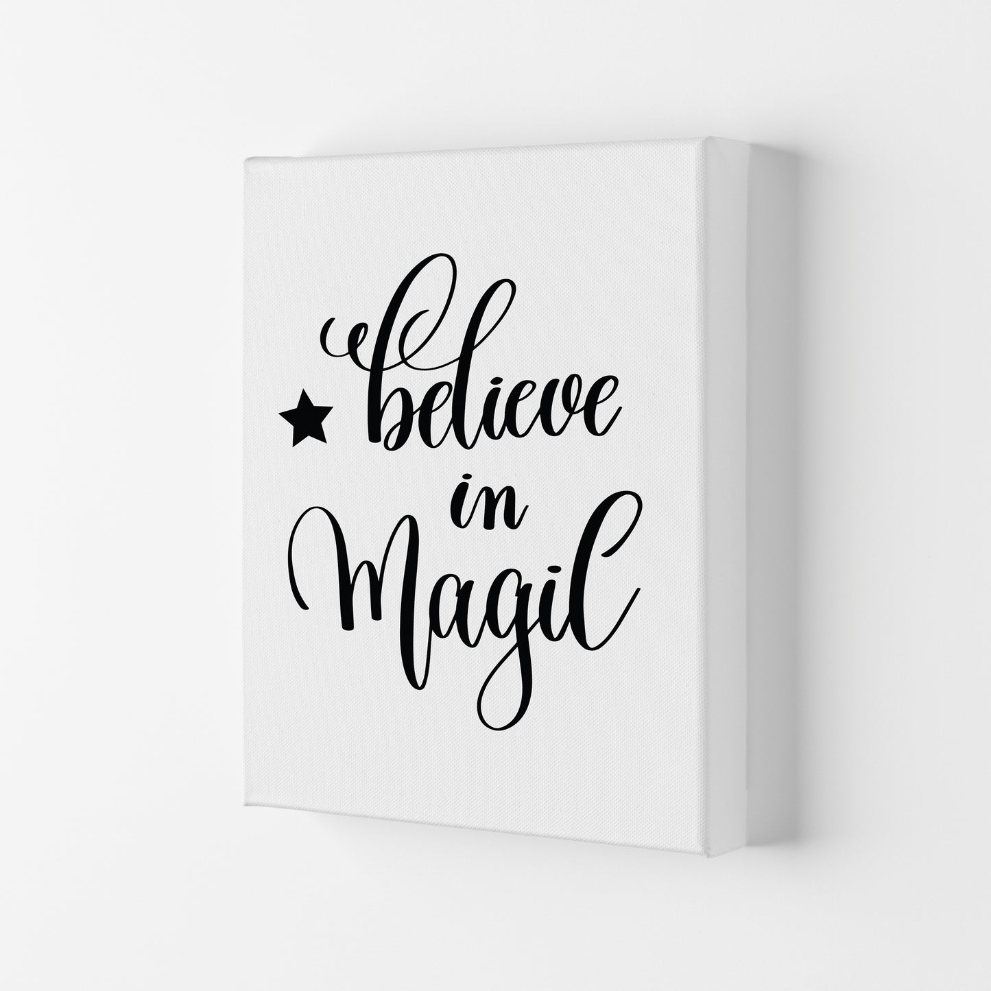 Believe In Magic Black Framed Typography Wall Art Print Canvas
