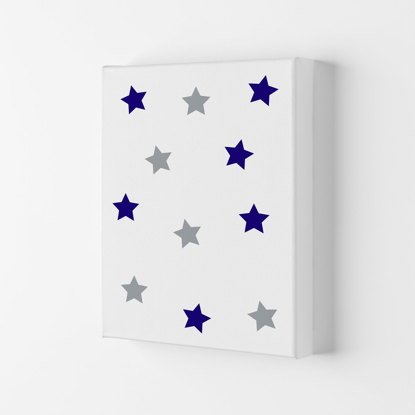 Navy And Grey Stars Modern Print Canvas