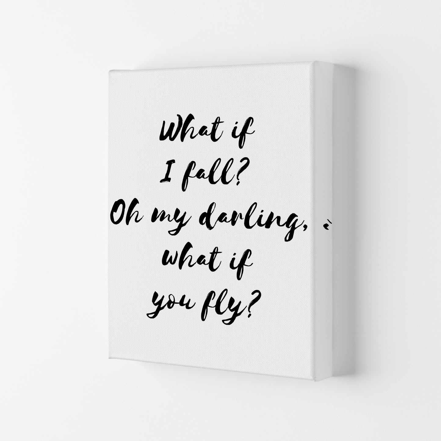 What If I Fall? Black Modern Print Canvas