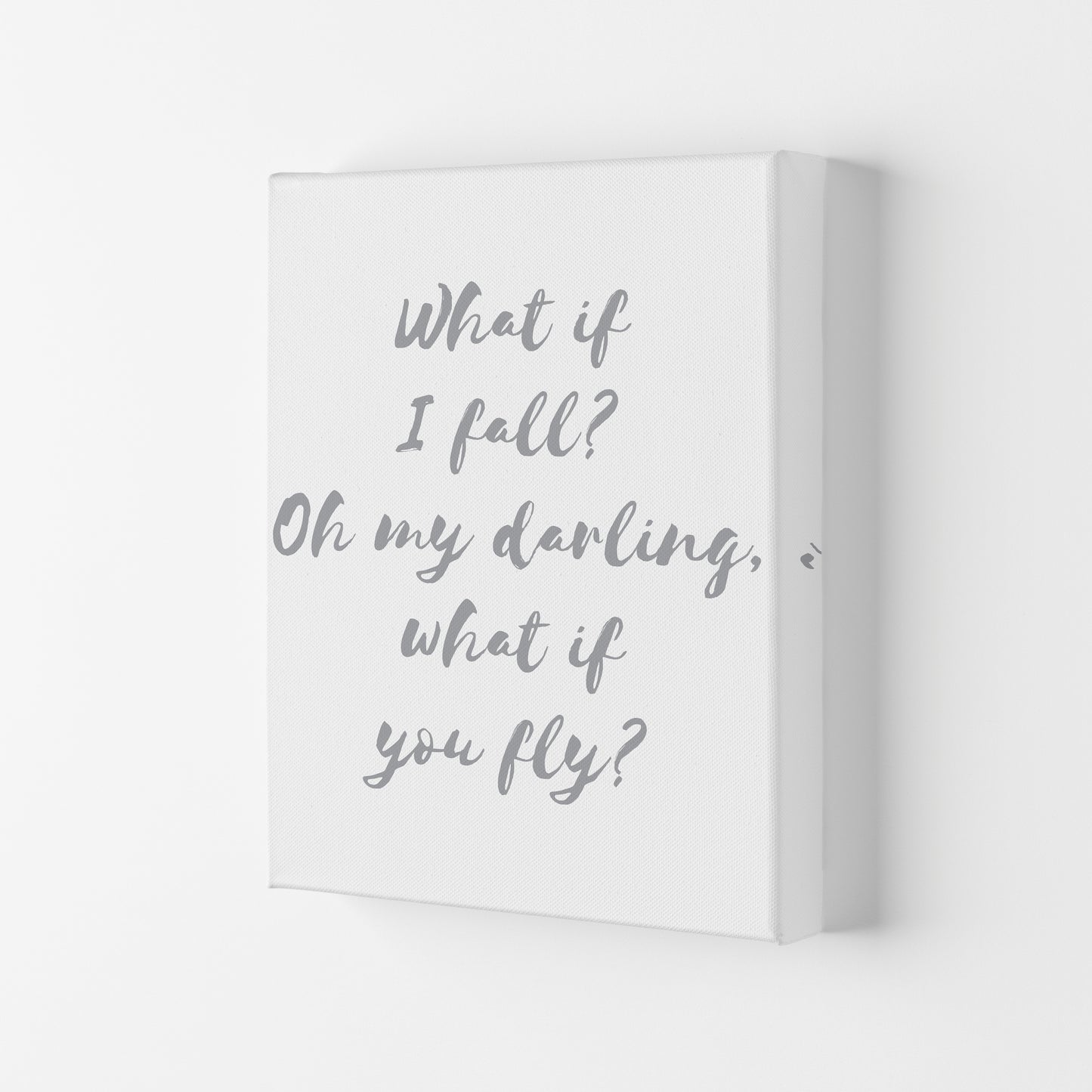 What If I Fall? Grey Modern Print Canvas