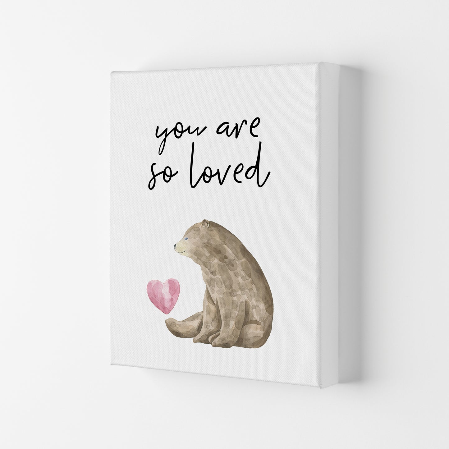 Brown Bear You Are So Loved Framed Nursey Wall Art Print Canvas