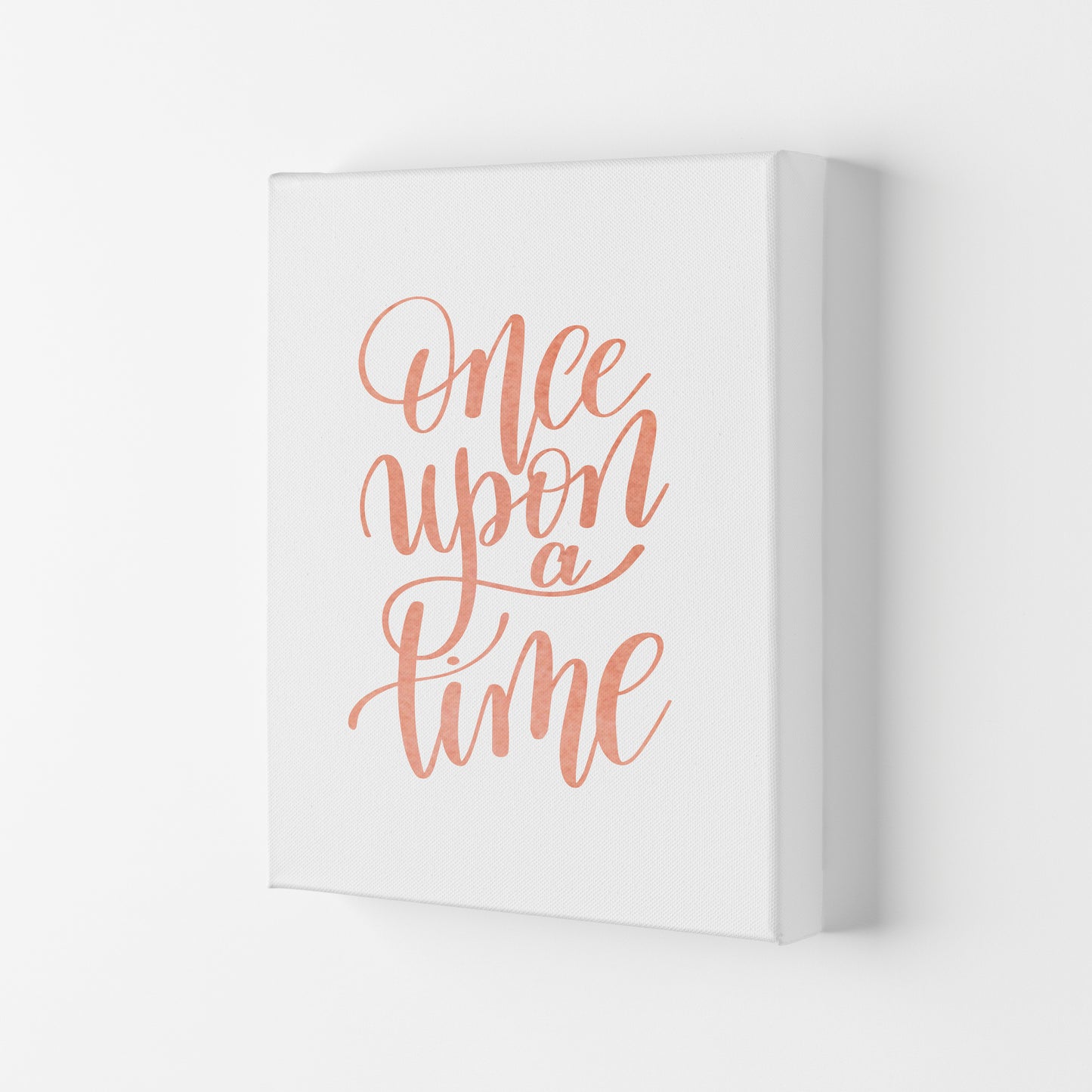 Once Upon A Time Peach Watercolour Framed Typography Wall Art Print Canvas