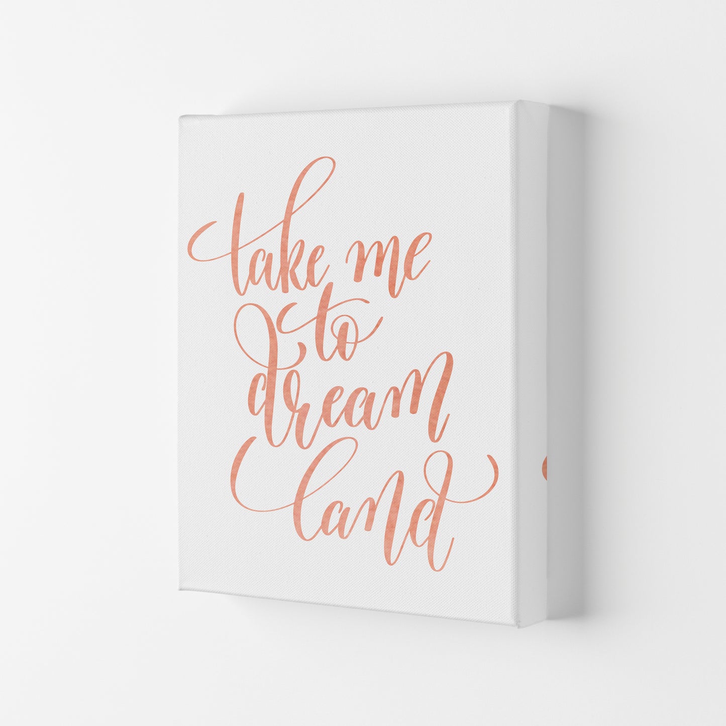 Take Me To Dreamland Peach Watercolour Modern Print Canvas