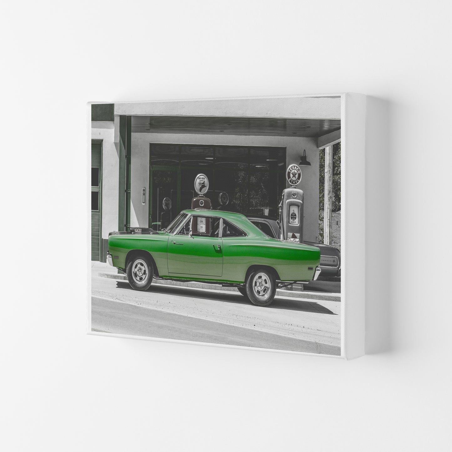 Green Car Modern Print Canvas