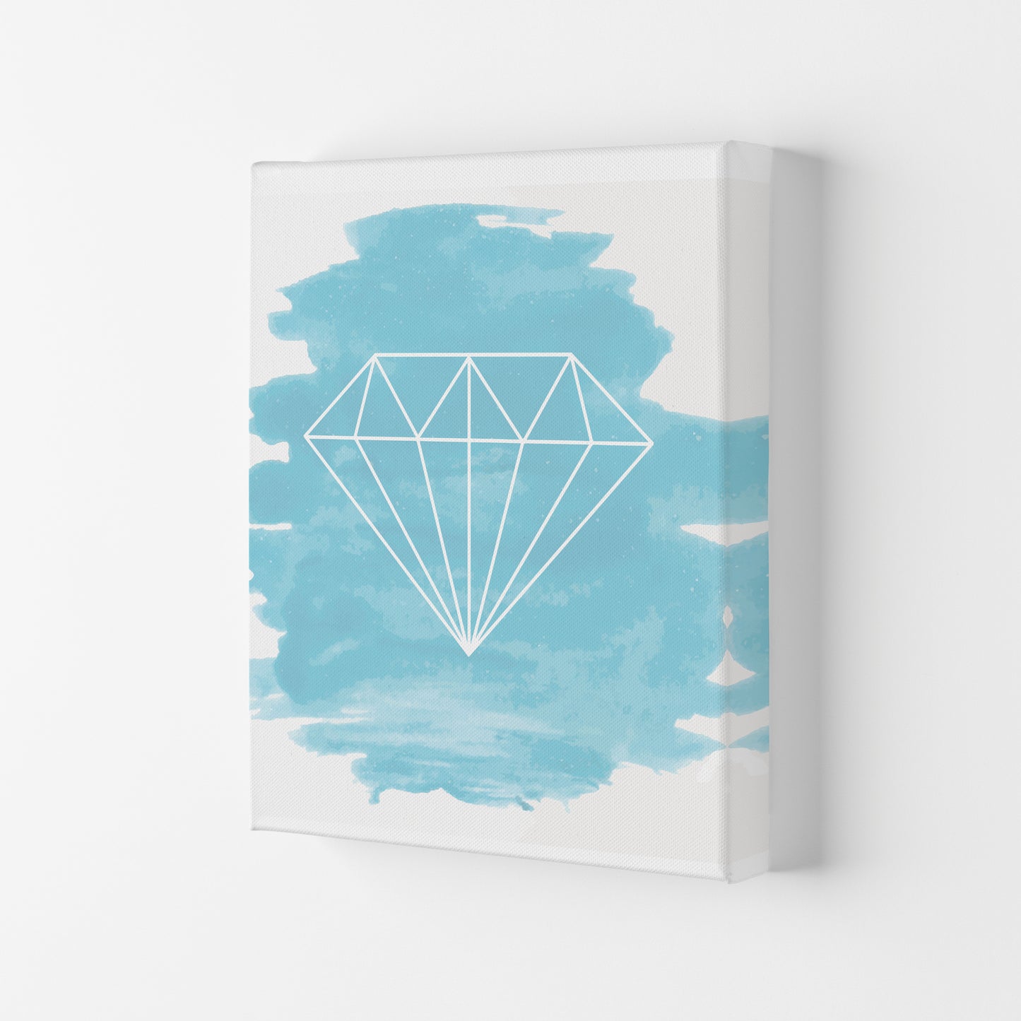 Geo Diamond Light Blue Watercolour Modern Print Canvas