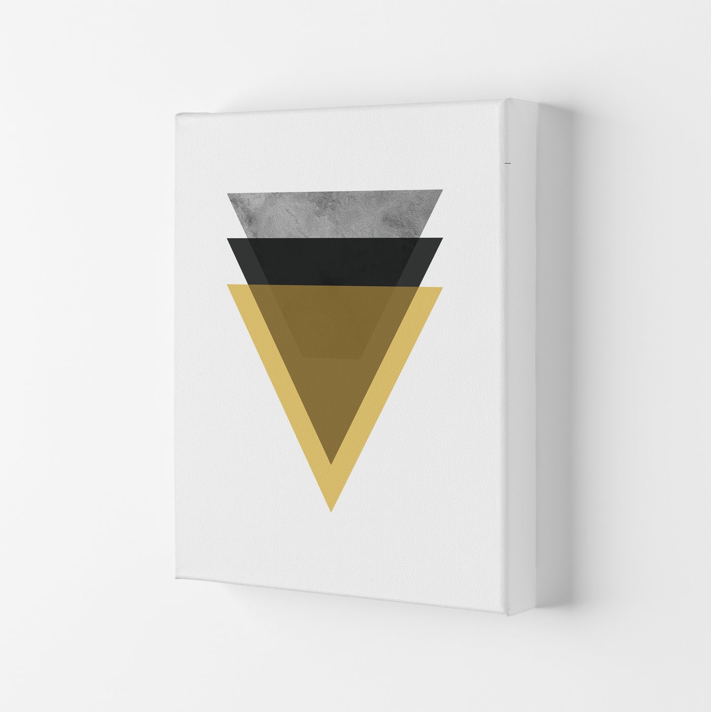 Geometric Mustard And Black Triangles Art Print by Pixy Paper Canvas