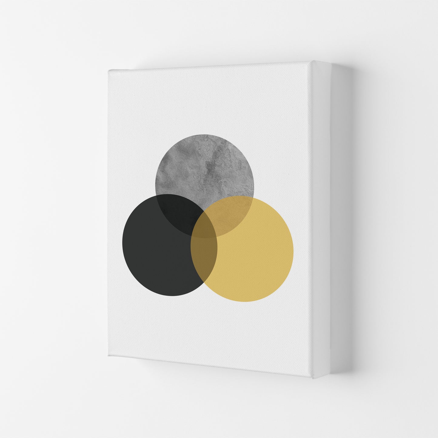 Geometric Mustard And Black Circles Art Print by Pixy Paper Canvas