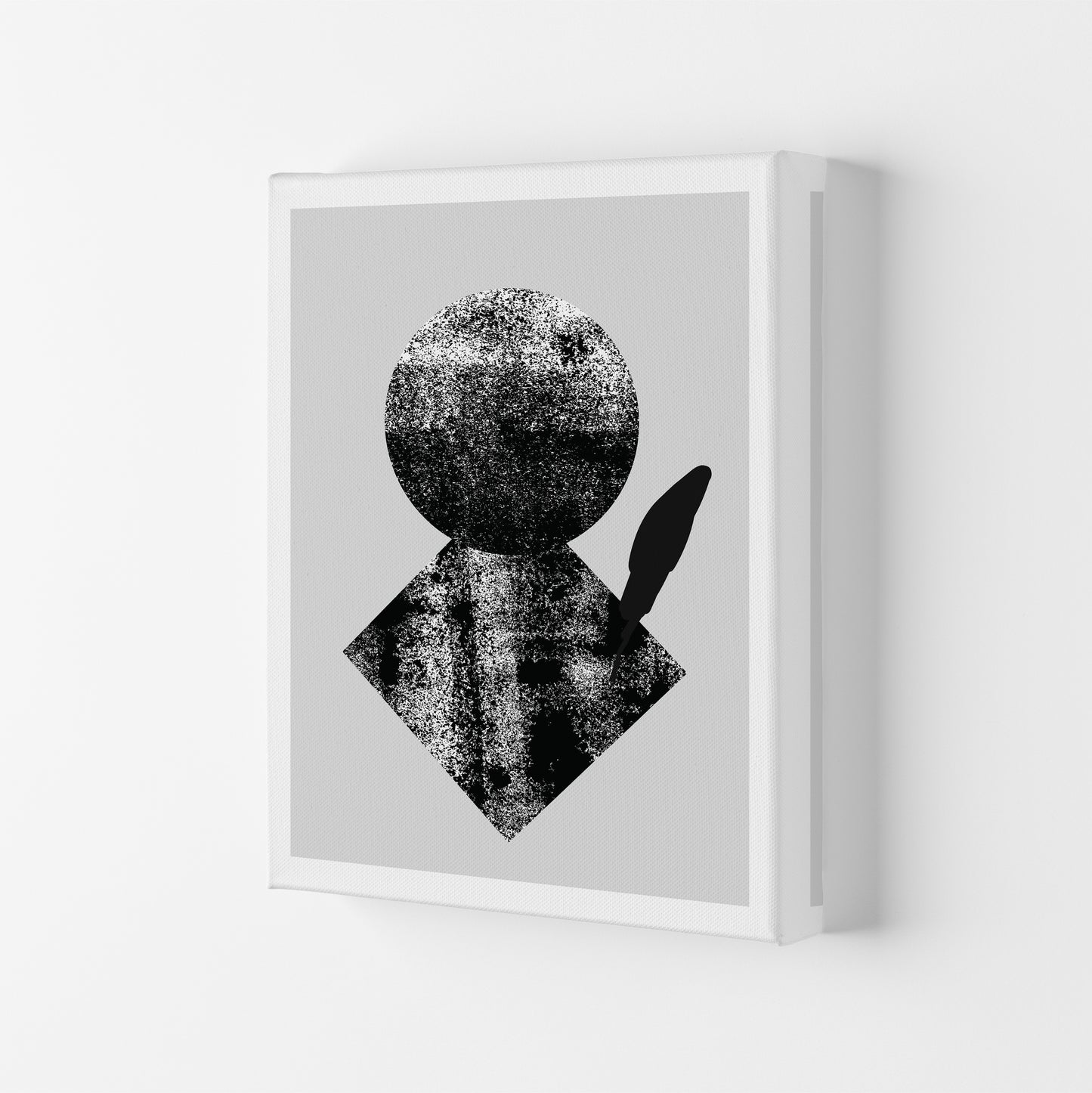 Graffiti Black And Grey Circle Leaf Art Print by Pixy Paper Canvas