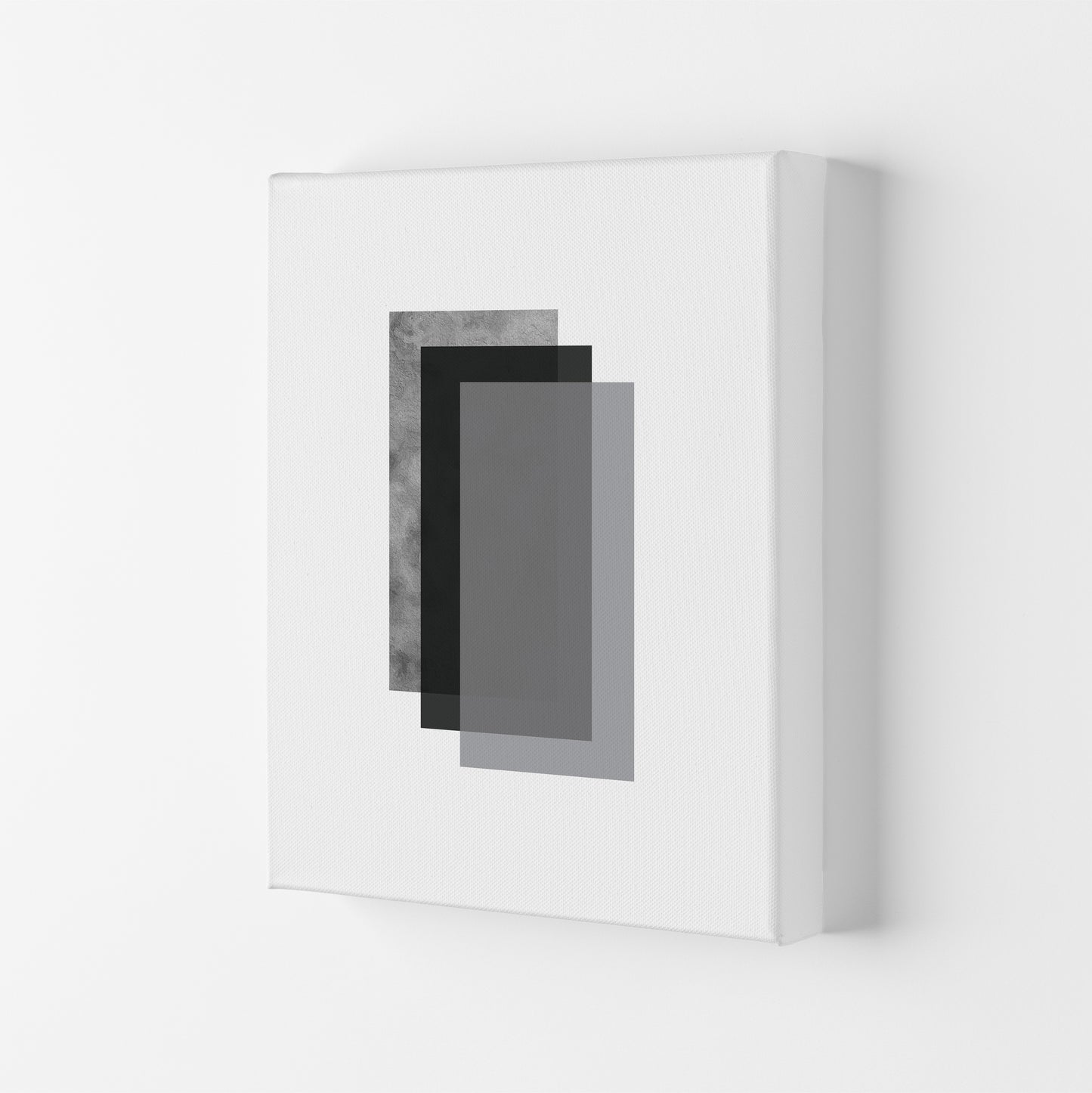 Geometric Grey And Black Rectangles Art Print by Pixy Paper Canvas