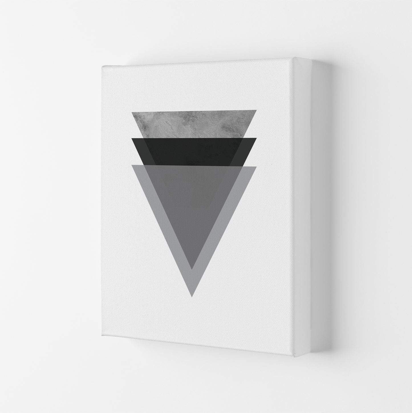 Geometric Grey And Black Triangles Art Print by Pixy Paper Canvas