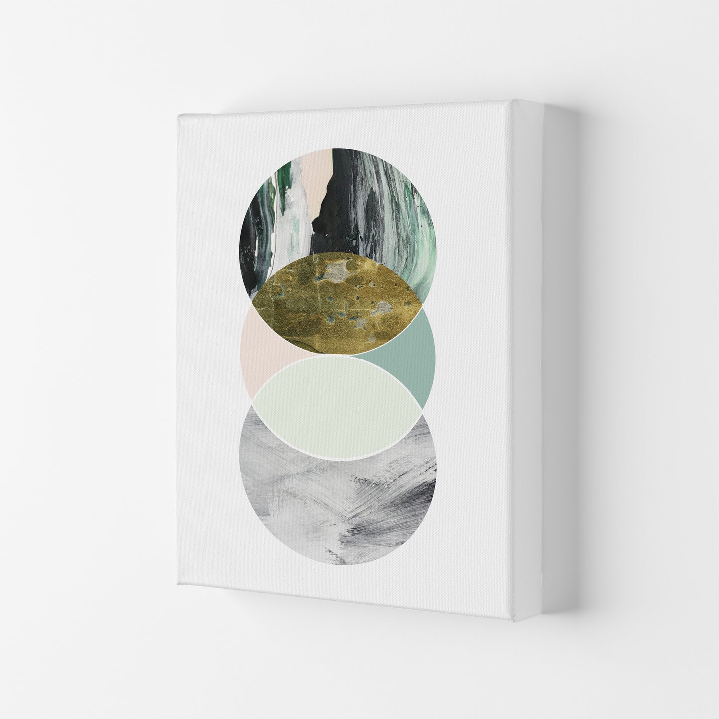 Green Marble Circles Abstract Art Print by Pixy Paper Canvas