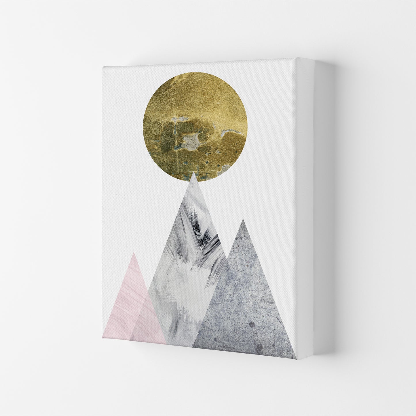 Luna Gold Moon And Mountains Art Print by Pixy Paper Canvas