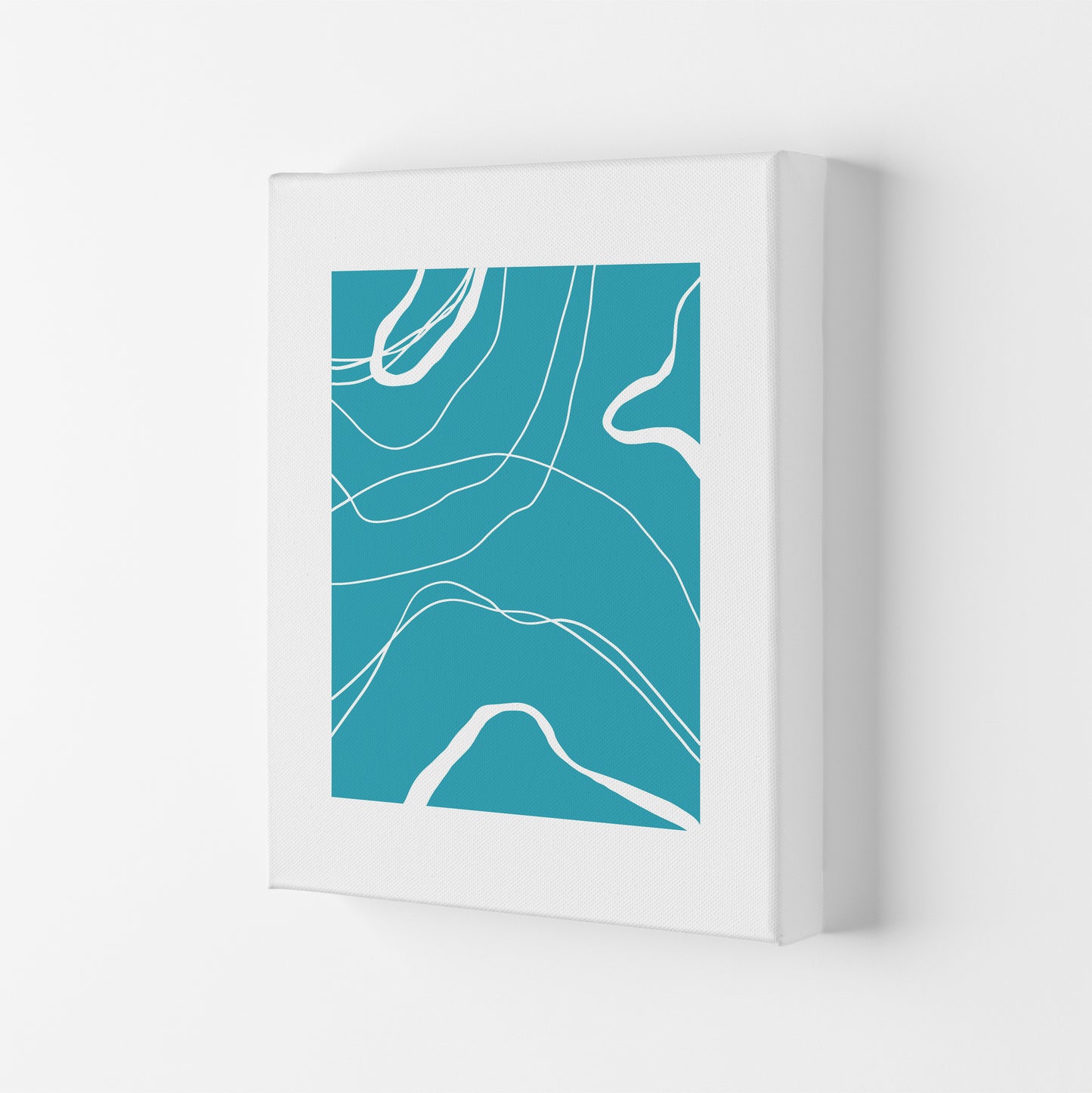 Mita Teal Swirls N13 Art Print by Pixy Paper Canvas