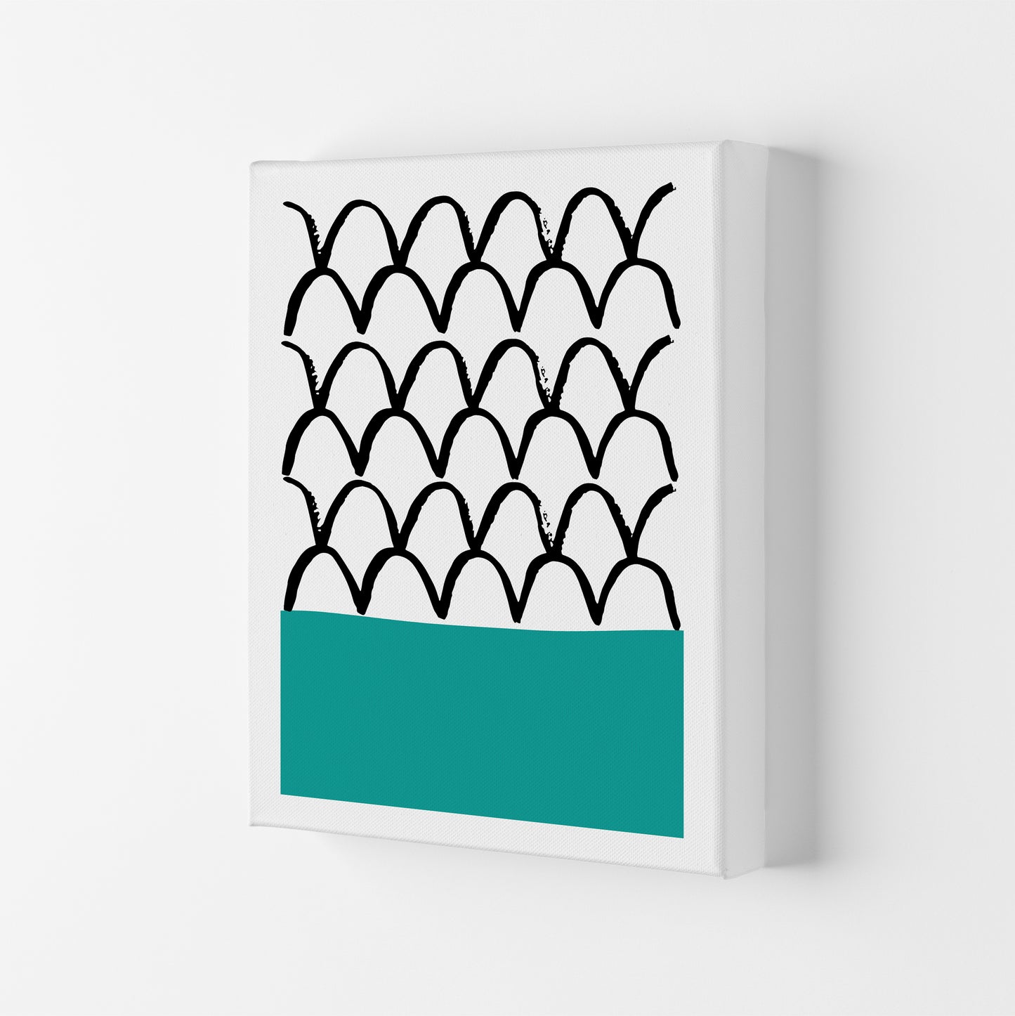 Teal Fishscales Neon Funk Art Print by Pixy Paper Canvas