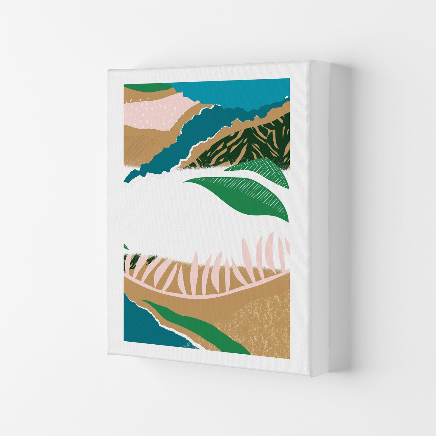 White Mixed Jungle Abstract Art Print by Pixy Paper Canvas