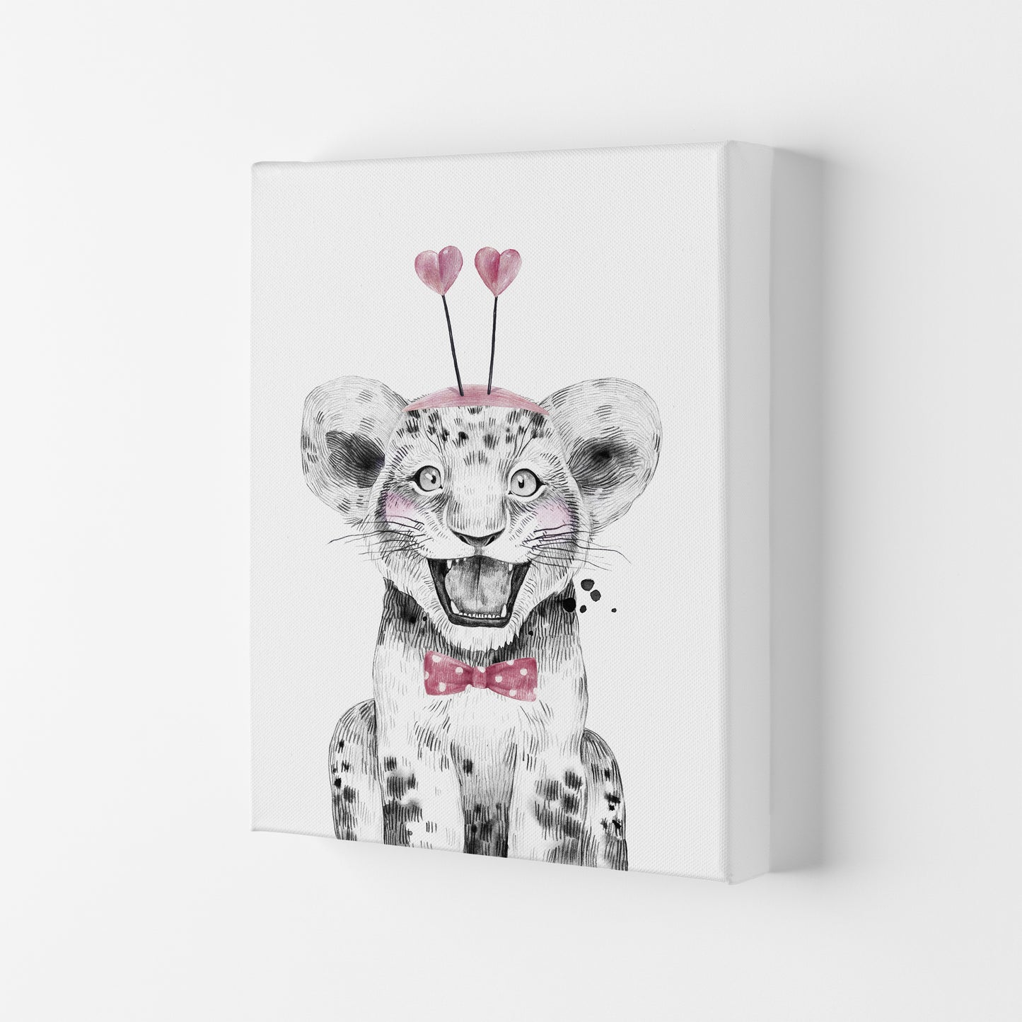 Safari Babies Tiger With Heart Hat Art Print by Pixy Paper Canvas