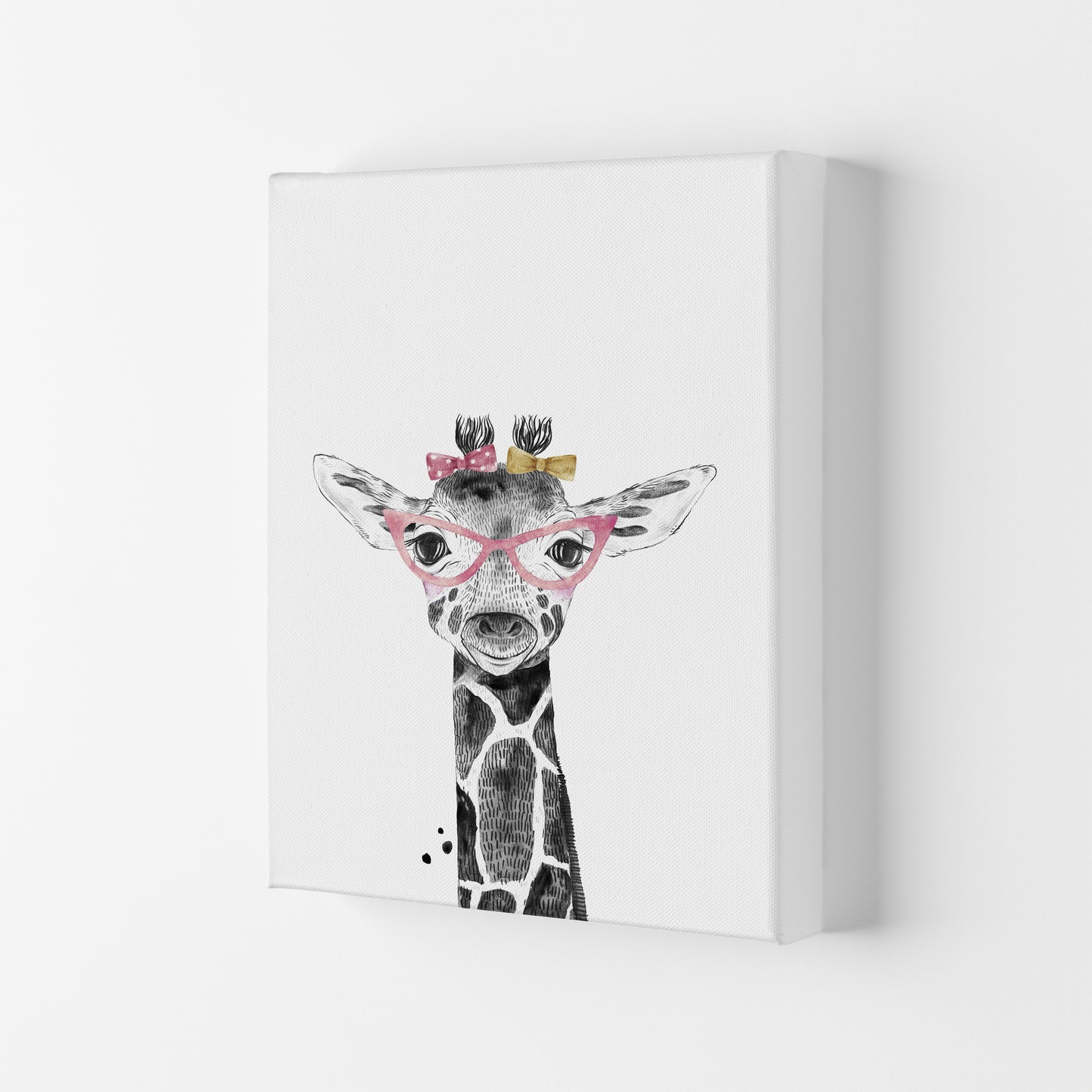 Safari Babies Giraffe With Glasses Art Print by Pixy Paper Canvas