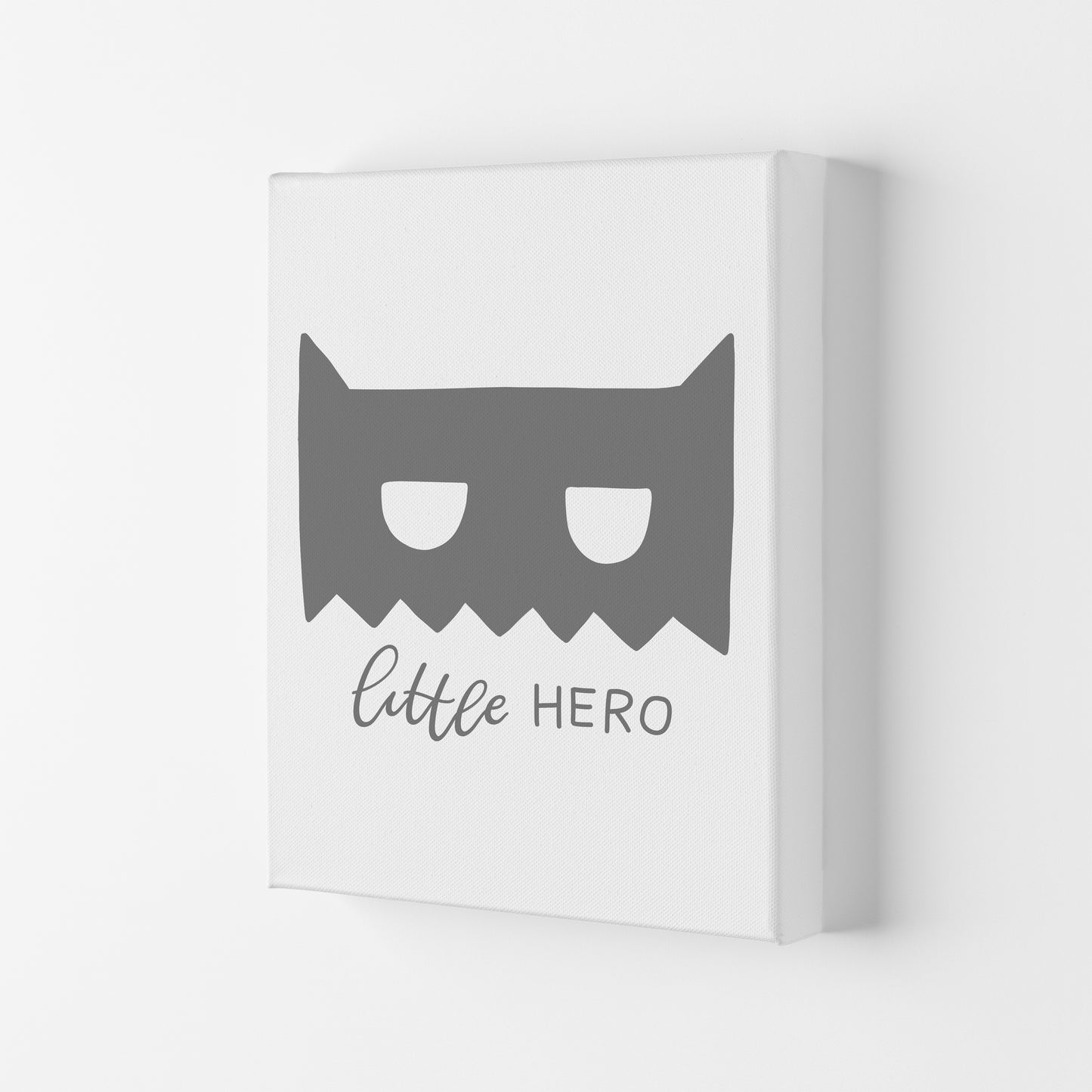 Little Hero Mask Super Scandi Grey Art Print by Pixy Paper Canvas