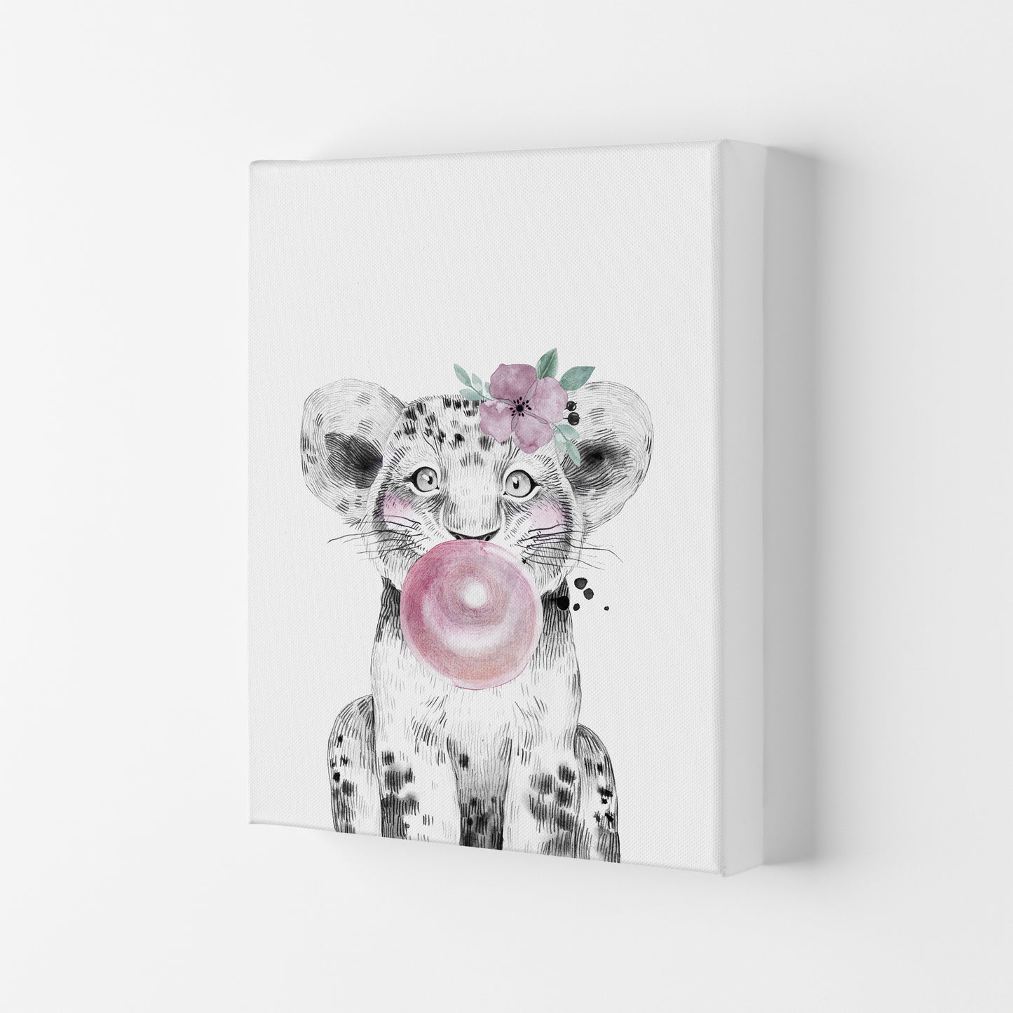 Safari Babies Tiger With Bubble Art Print by Pixy Paper Canvas