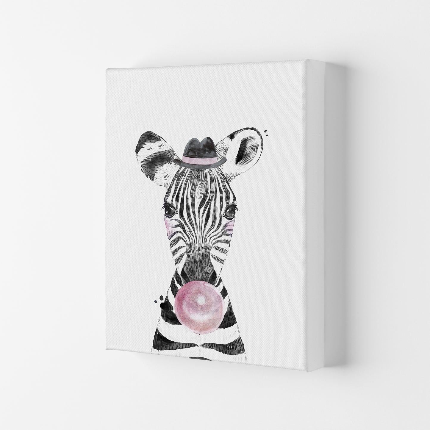 Safari Babies Zebra With Bubble Art Print by Pixy Paper Canvas