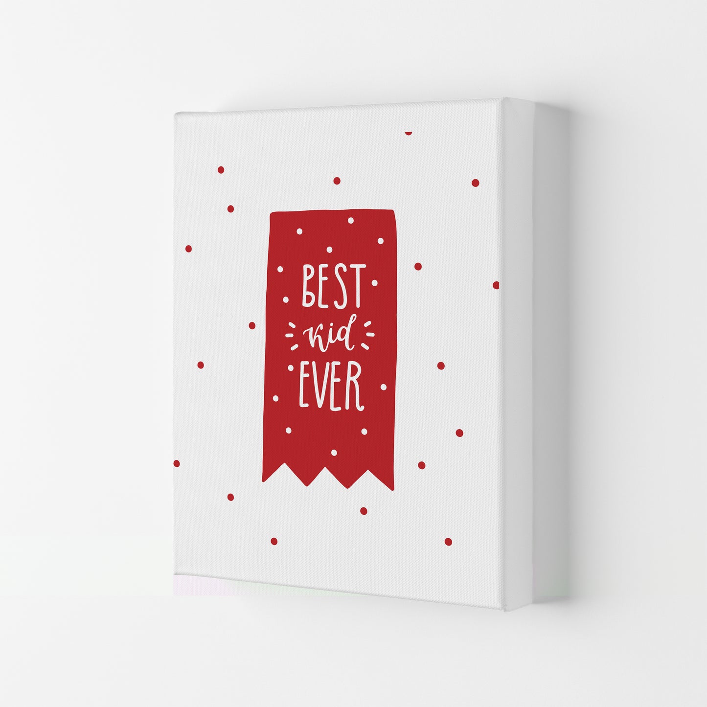 Best Kid Ever Red Super Scandi Art Print by Pixy Paper Canvas