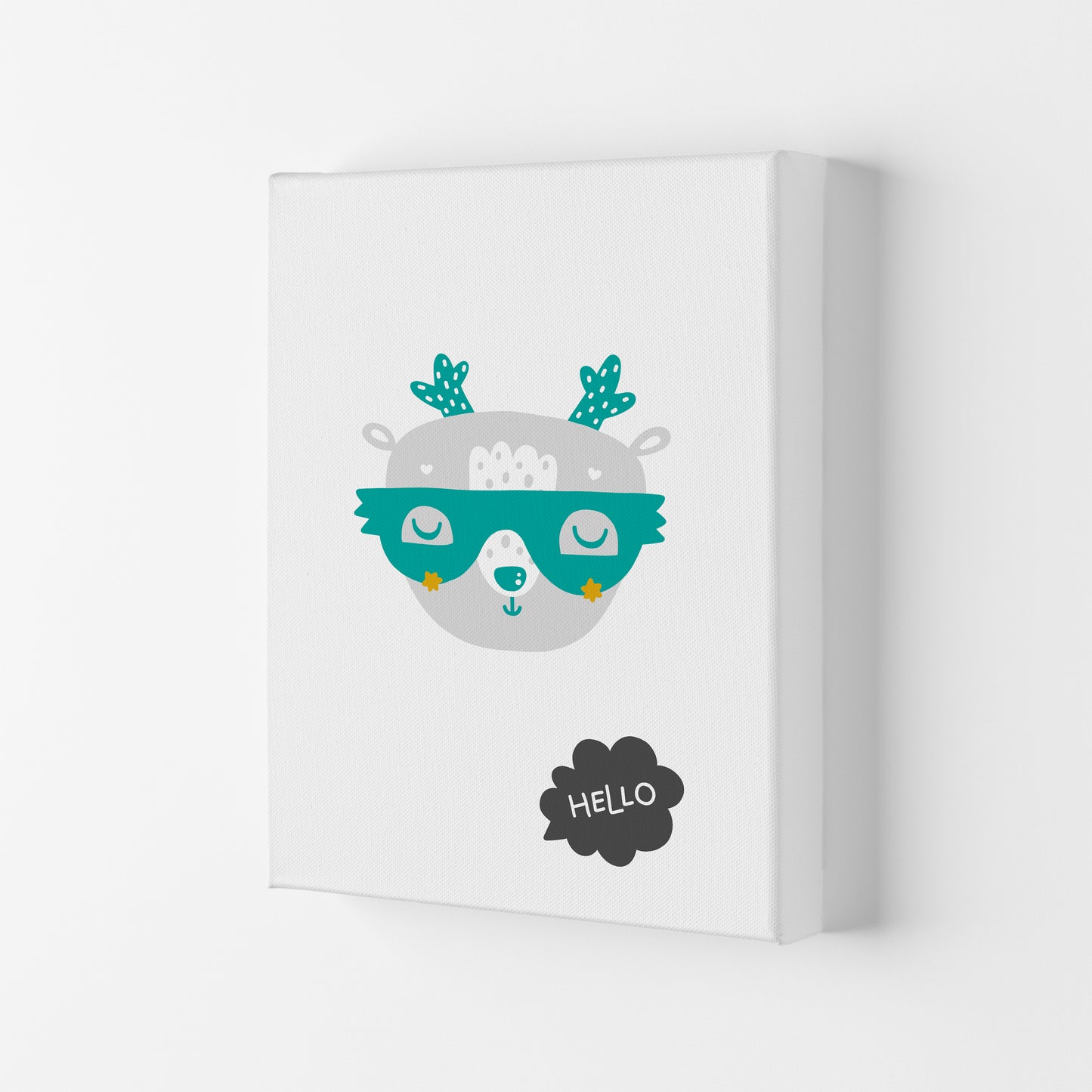 Hello Animal Teal Super Scandi Art Print by Pixy Paper Canvas