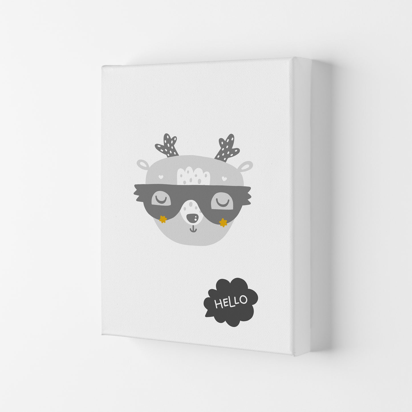 Hello Animal Super Scandi Grey Art Print by Pixy Paper Canvas