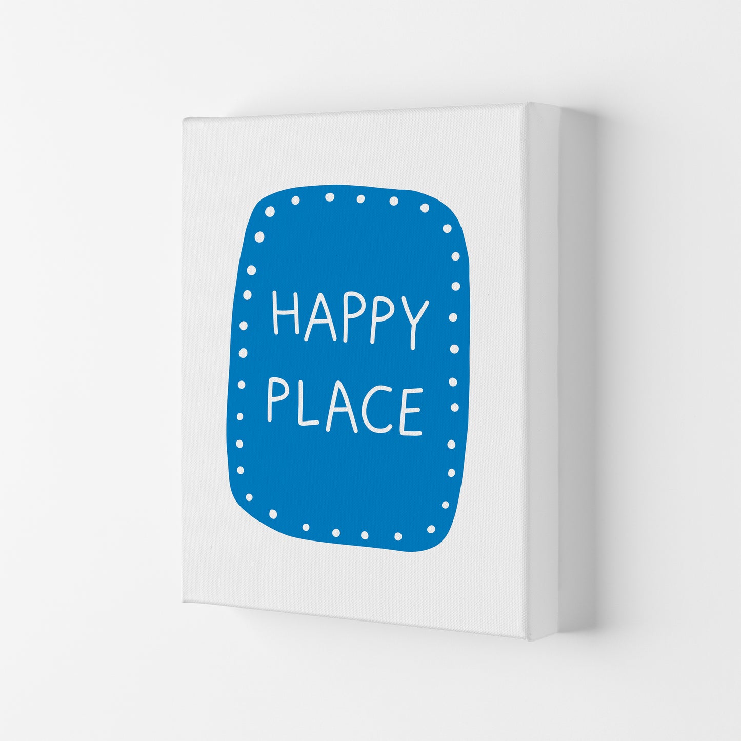 Happy Place Blue Super Scandi Art Print by Pixy Paper Canvas